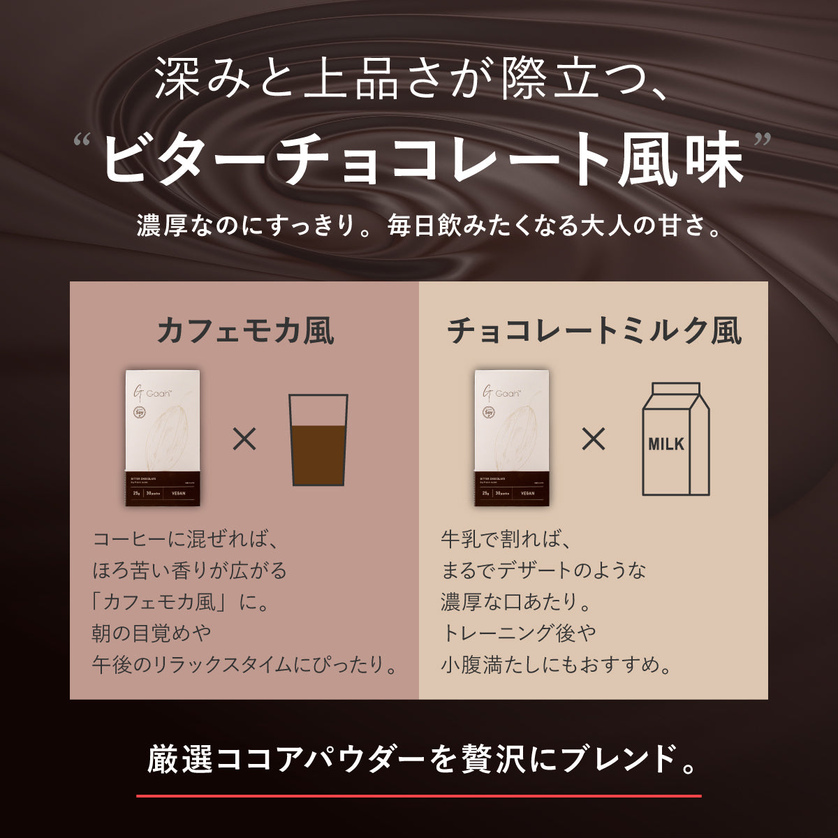 PROTEIN｜Whey / Soy｜Bitter Choco・Rich Matcha